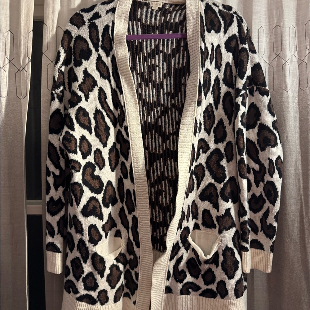 14th & Union Animal Print Cardigan Sweater
